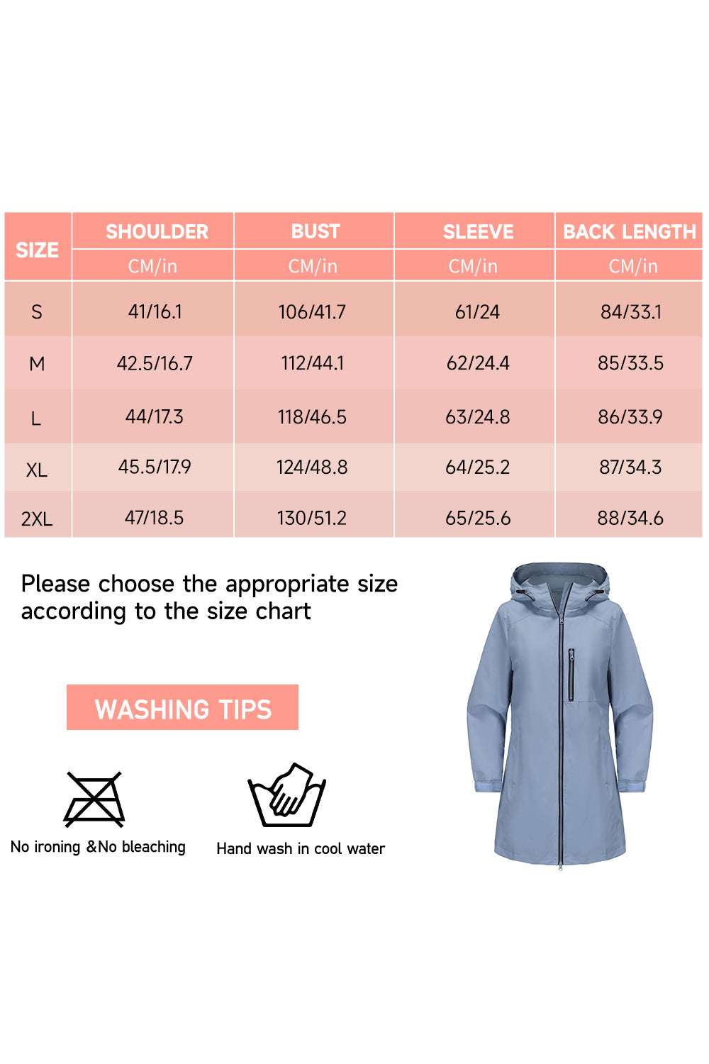 Windproof Trench Coat with Detachable Hood
