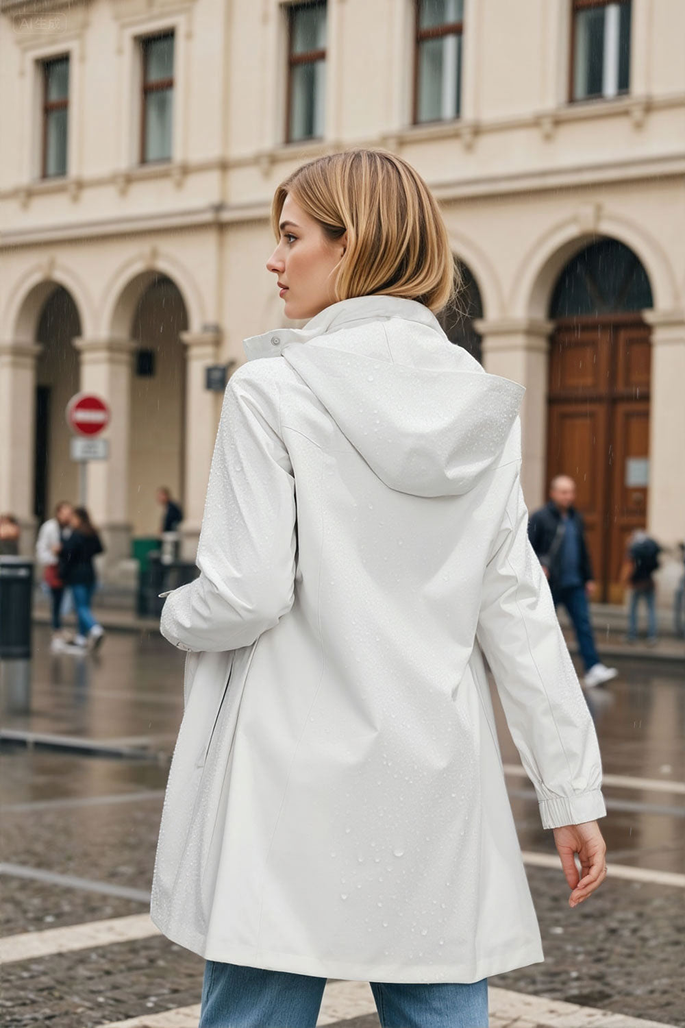 Midi windproof trench coat