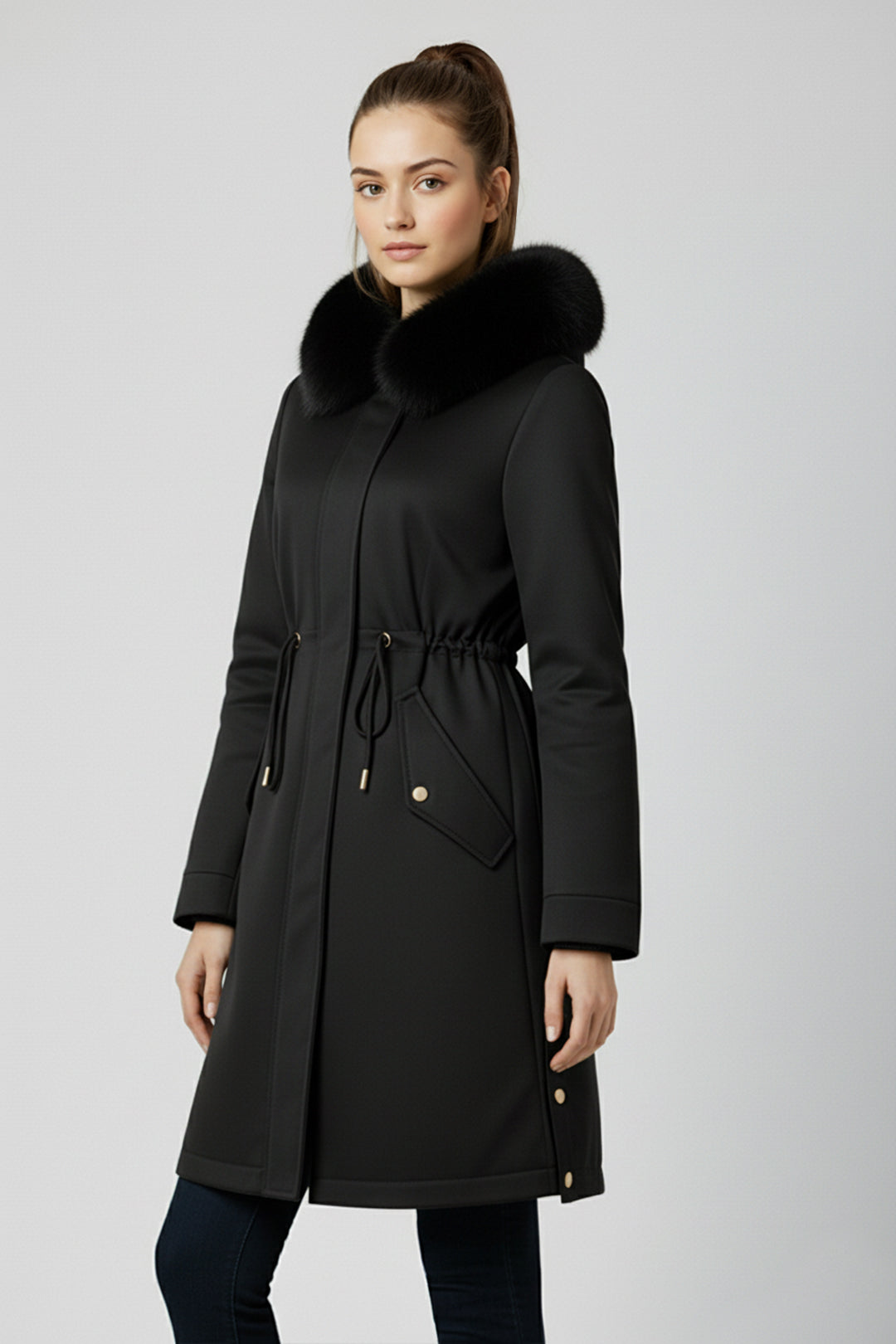 Fur Collar Slim Fit Stylish Warm Coat