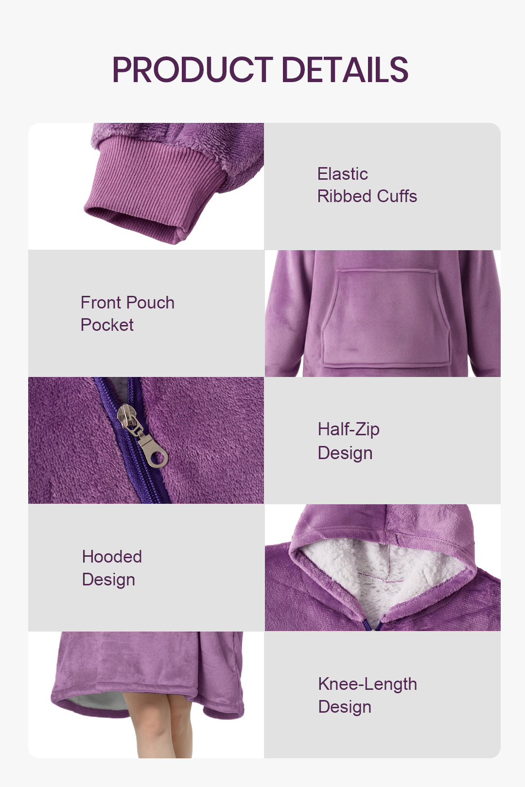 Zip Neck Fleece Dressing Gown