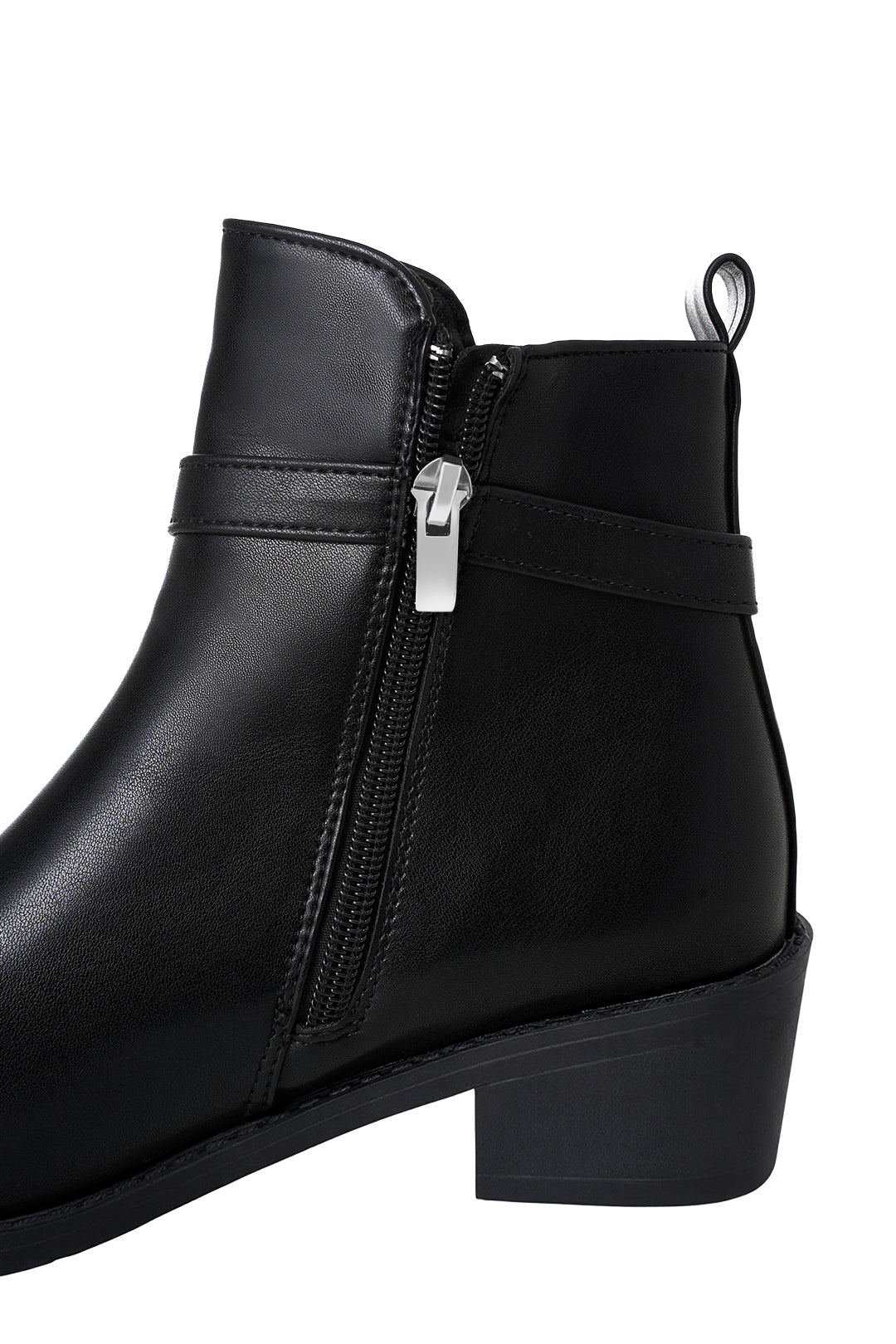 British Style Pointed Toe Ankle Boots with Gold Metal Buckle