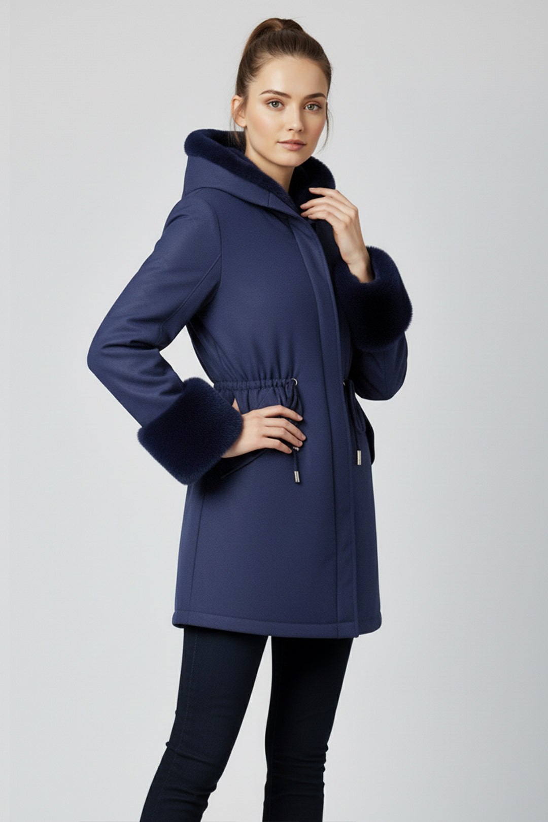 Hooded long sleeve warm nipped waist coat