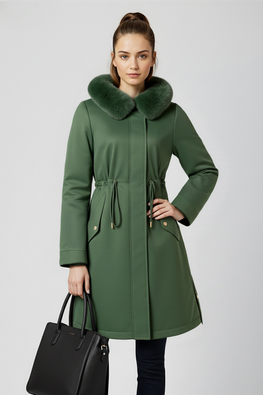 Fur Collar Slim Fit Stylish Warm Coat