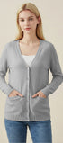 V-Neck Knit Cardigan #oran_Gray