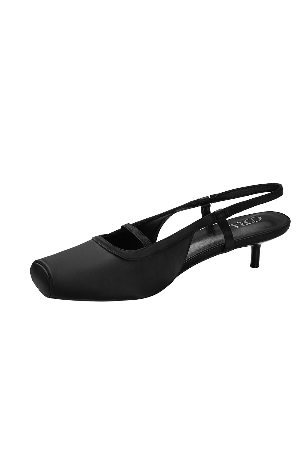 Square Toe Solid Slingback Low Heels