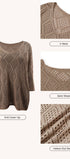Solid Color Cutout Knit Top #oran_Khaki