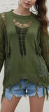 Cutout Knitted Jumper #oran_Green