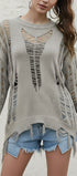 Cutout Knitted Jumper #oran_Gray