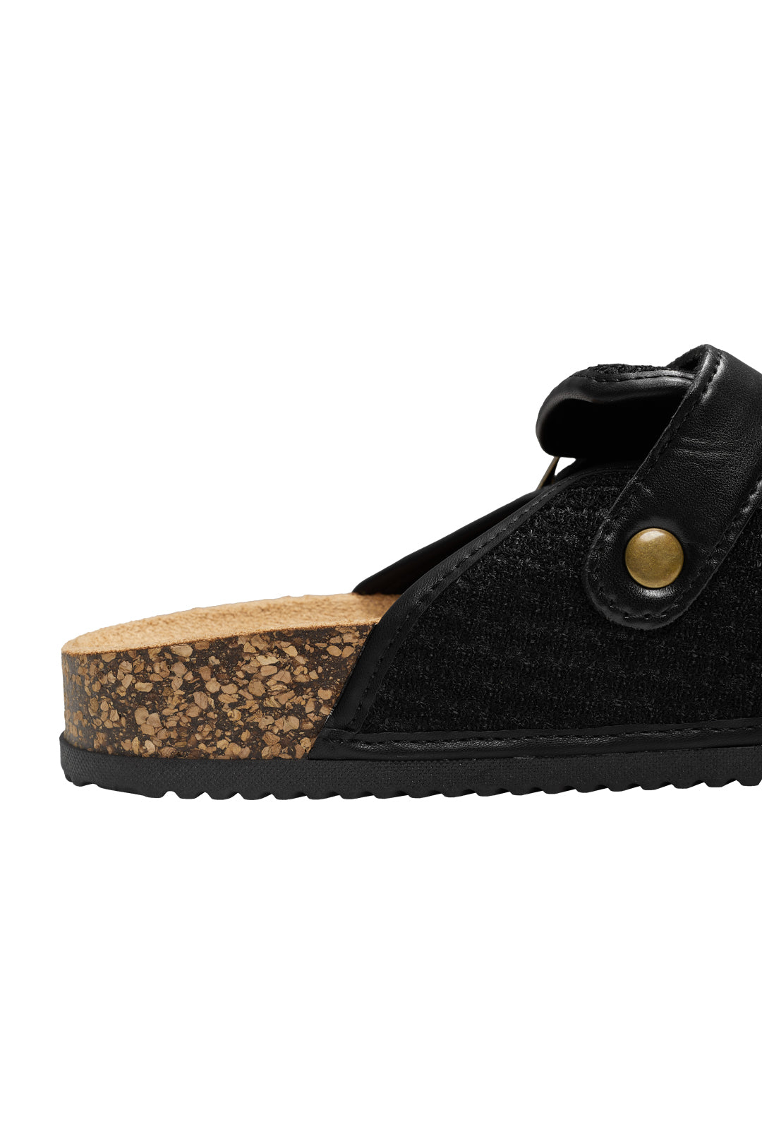 Woven Plush Fabric Mules with adjustable buckle