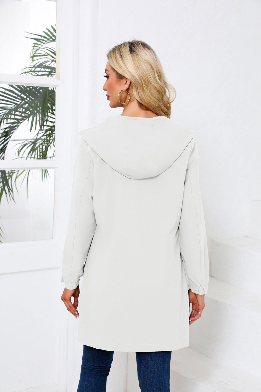 Windproof Trench Coat with Detachable Hood