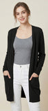 Knit Open Front Cardigan #oran_Black