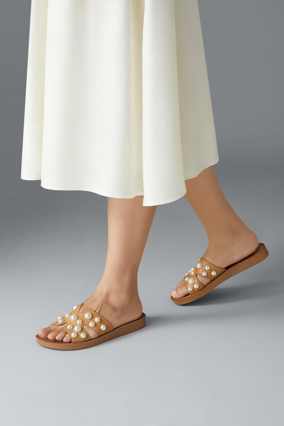 Pearl Embellished Slide Sandals