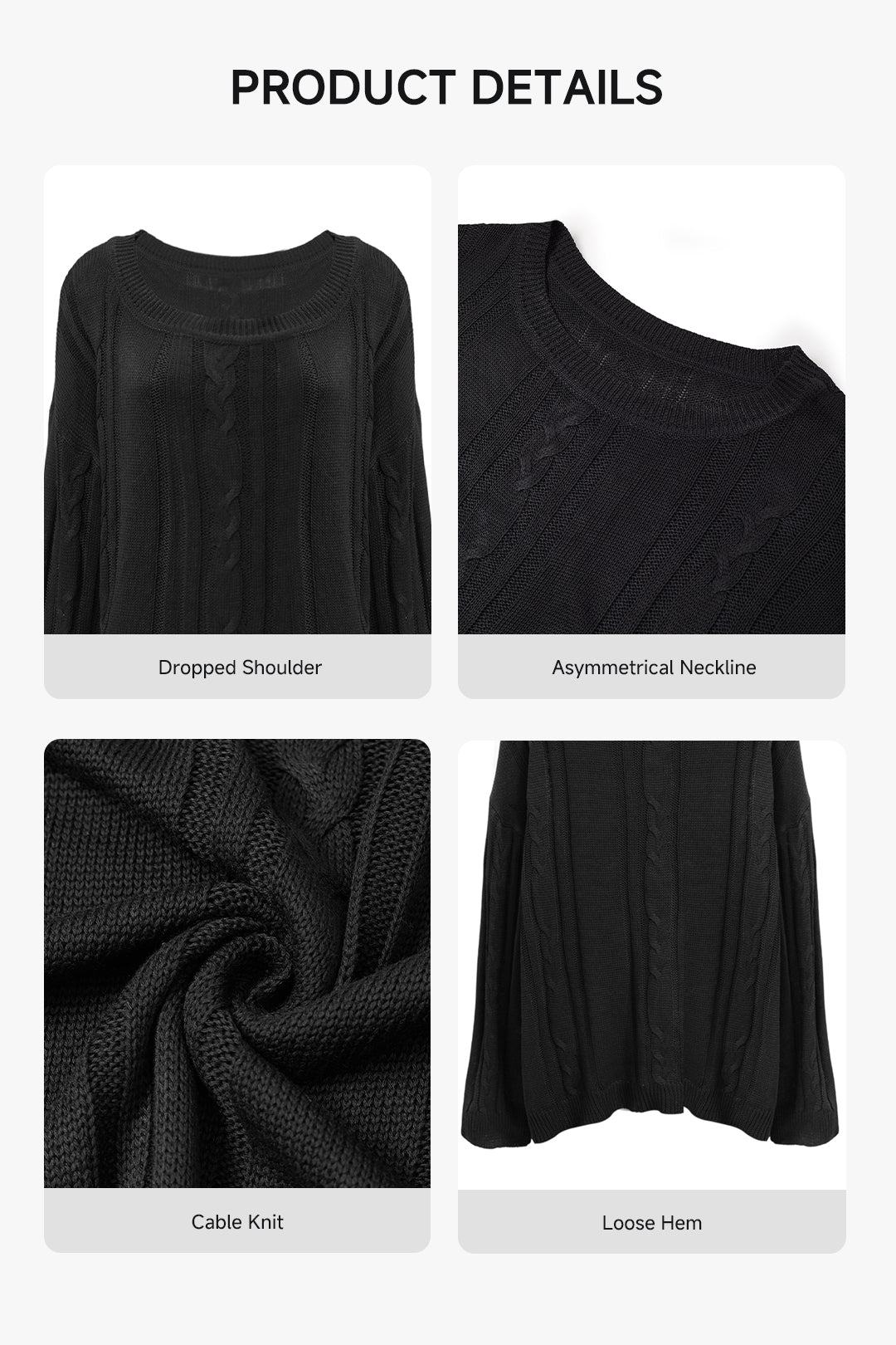 Asymmetric Knitted Drop Shoulder Jumper