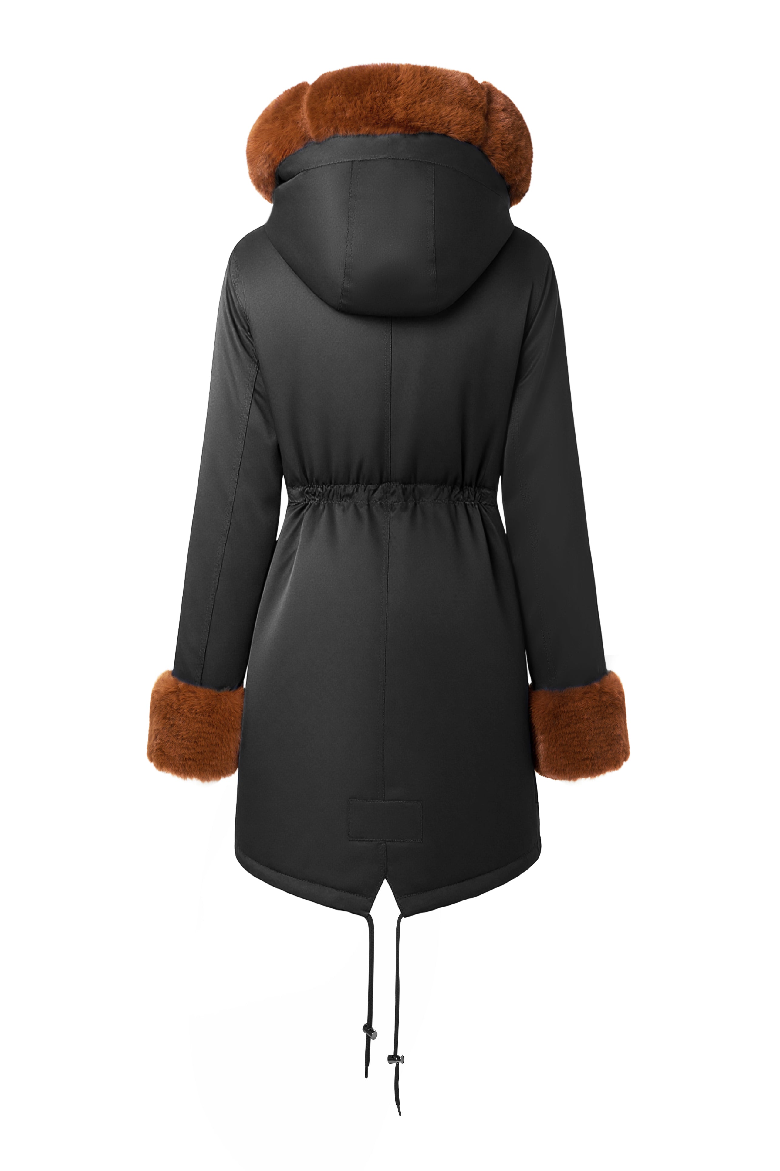 Midi Fur Collar Nipped Waist Warm Puffer Coat