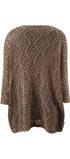 Solid Color Cutout Knit Top #oran_Khaki