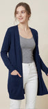 Knit Open Front Cardigan #oran_Navy