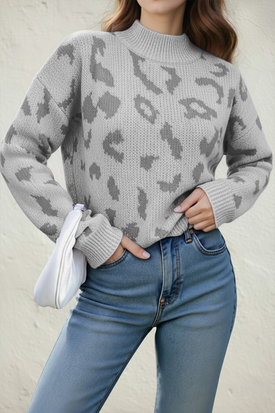 Leopard Print High Neck Jumper