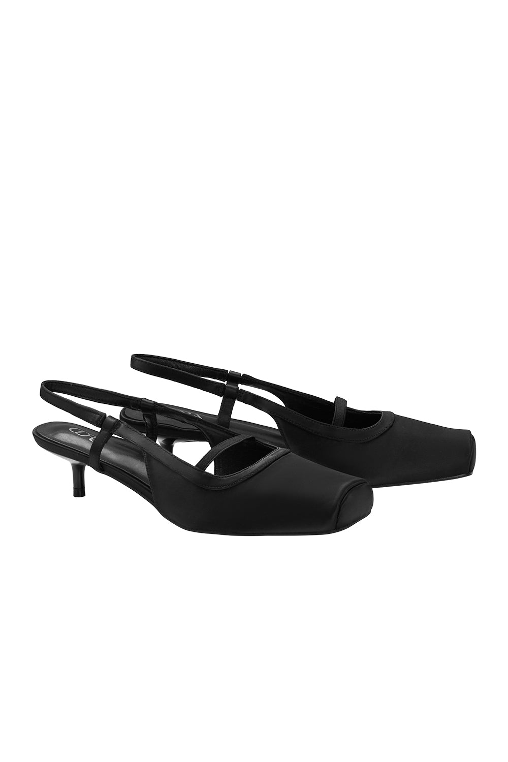 Square Toe Solid Slingback Low Heels
