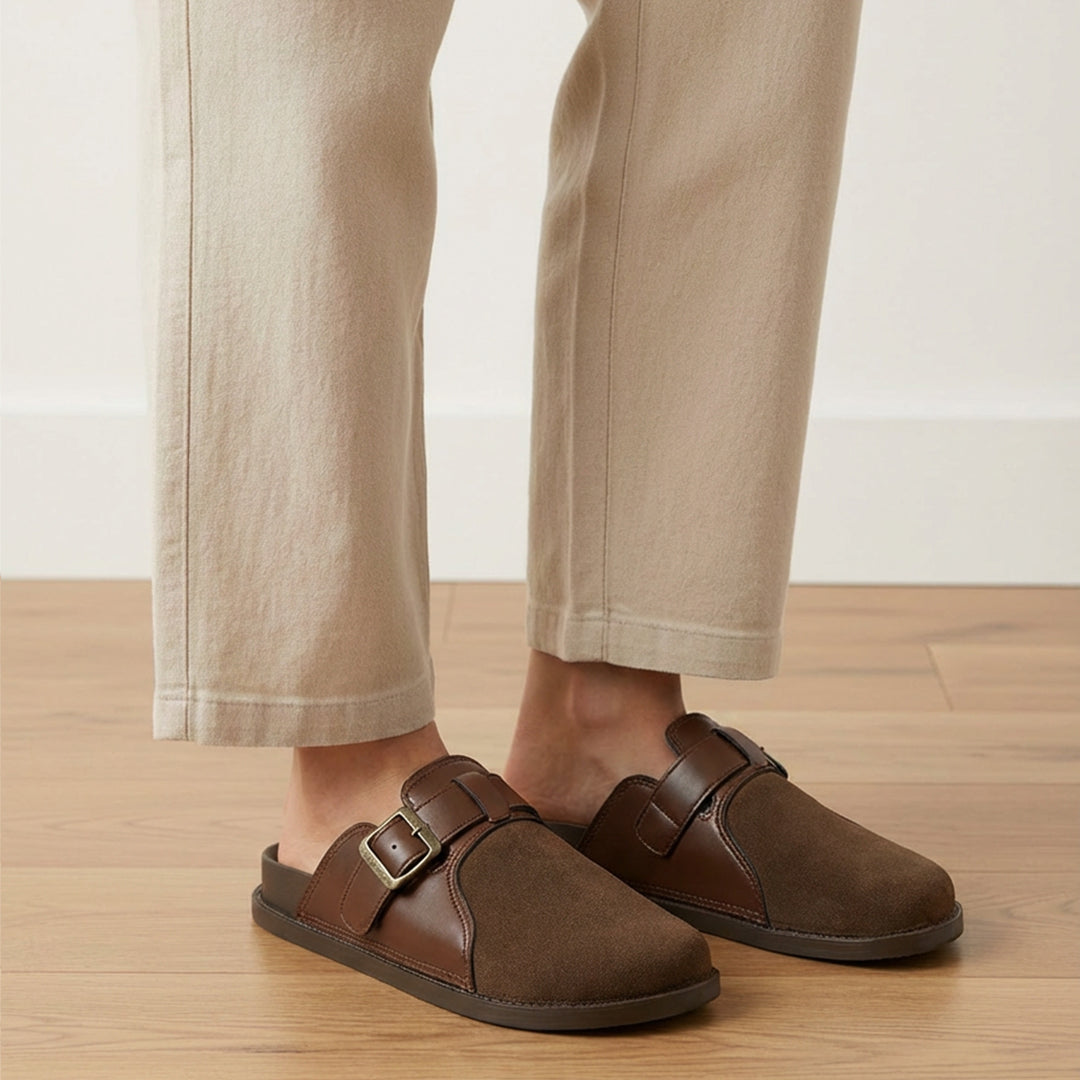 Flat Footbed Closed-Toe Sandals Mules