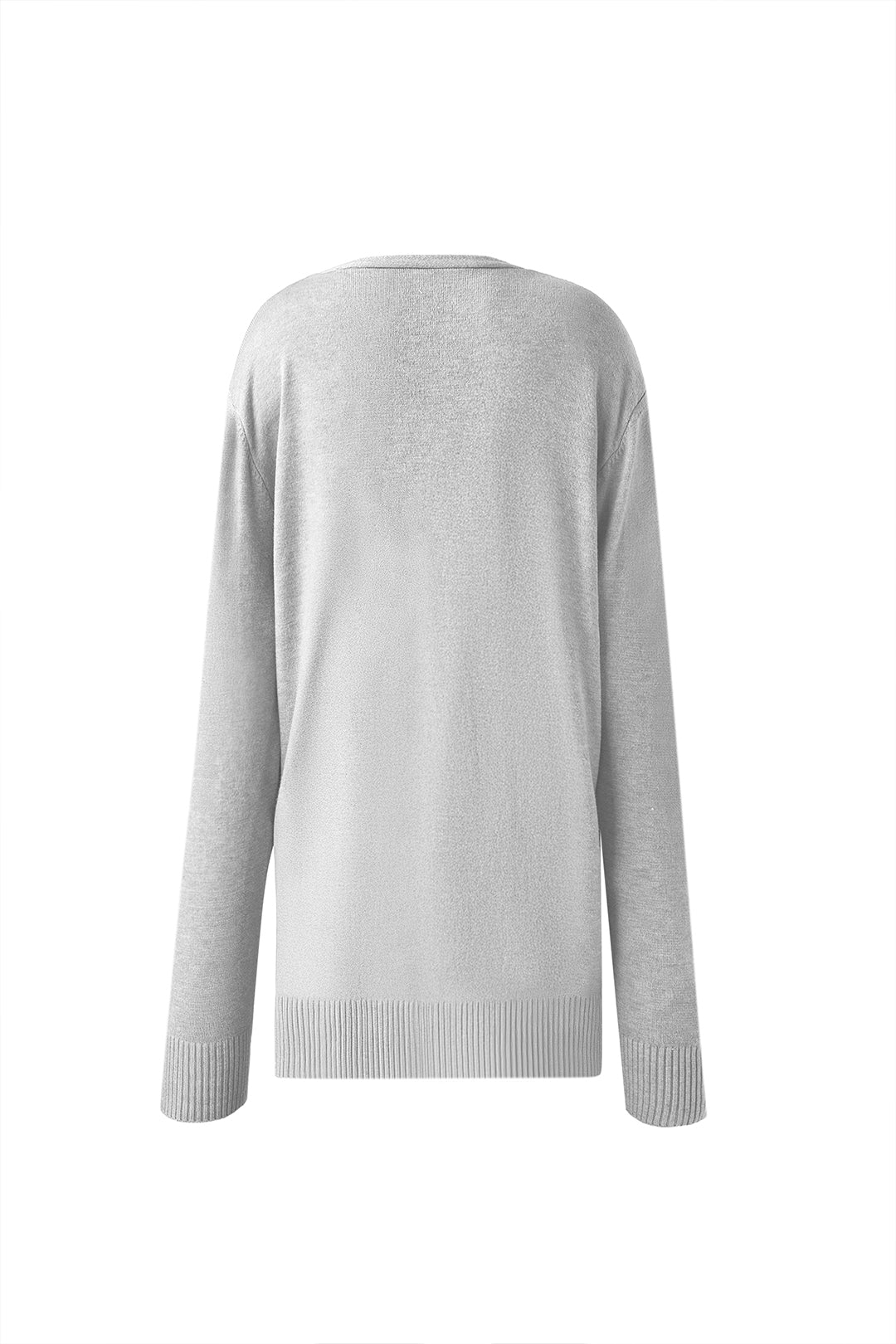 V-Neck Single Breasted Knit Cardigan