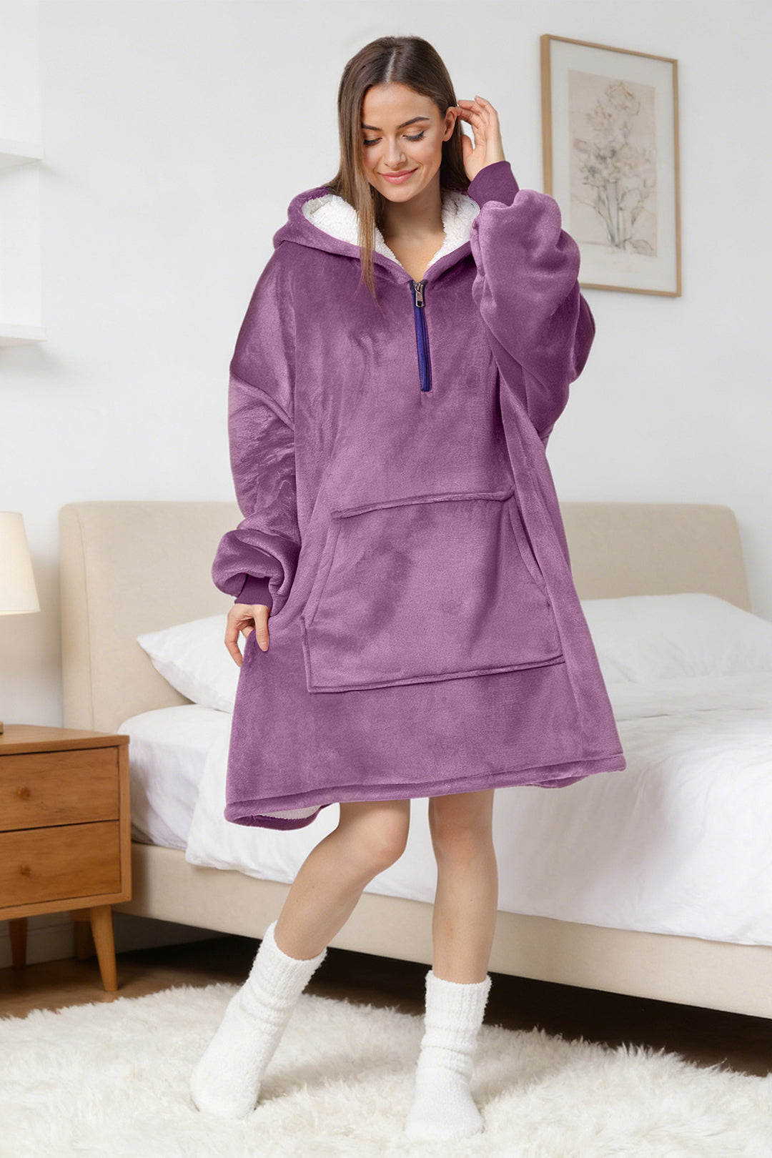 Zip Neck Fleece Dressing Gown