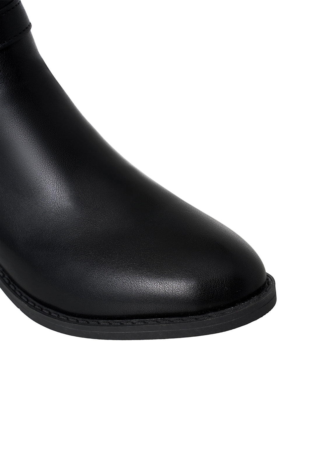 British Style Pointed Toe Ankle Boots with Gold Metal Buckle