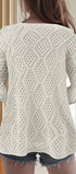 Solid Color Cutout Knit Top #oran_White