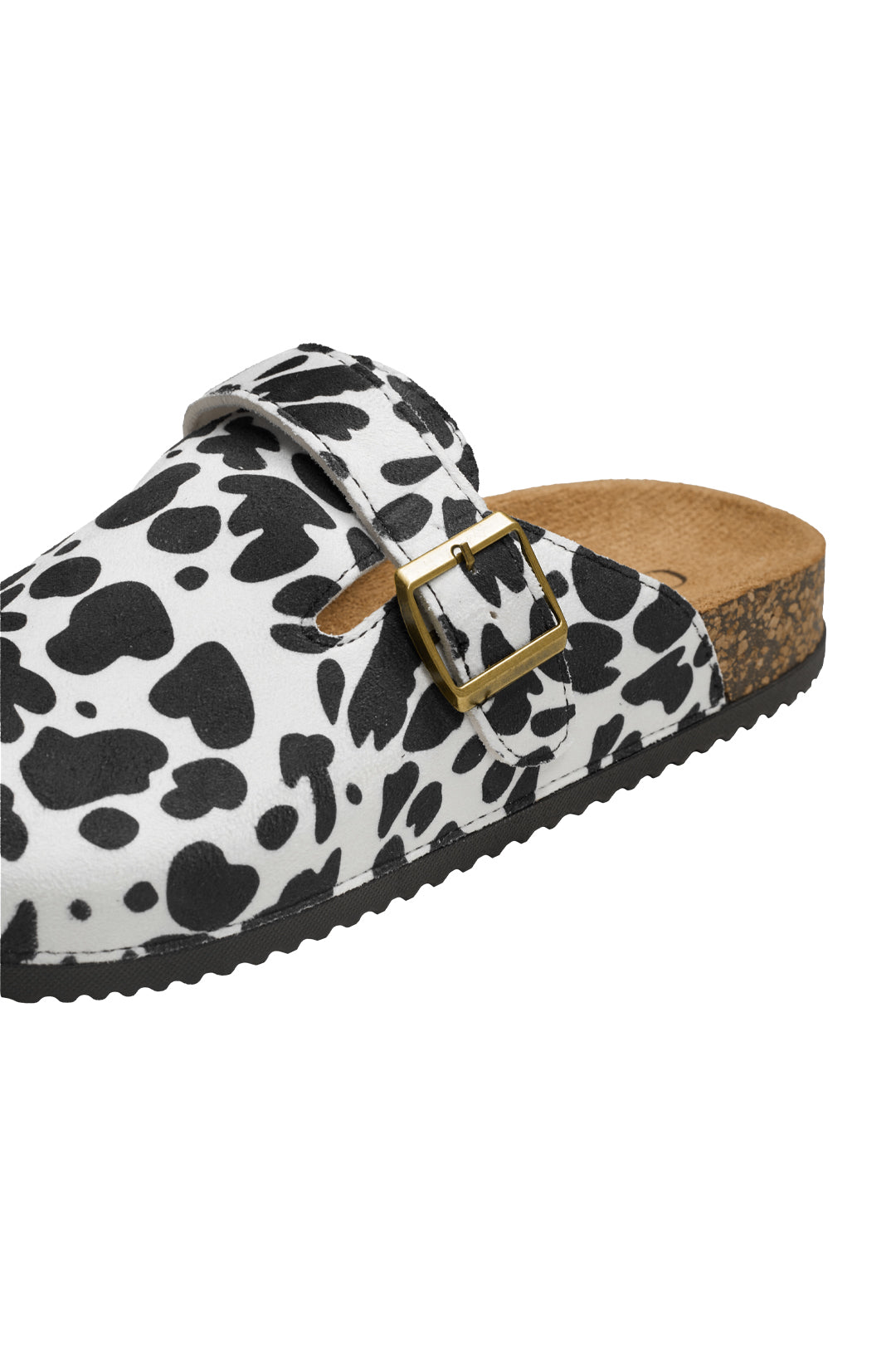 Cow Print Pattern Mules Sandals with Adjustable Metal Buckle