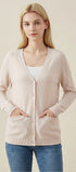 V-Neck Knit Cardigan #oran_Apricot