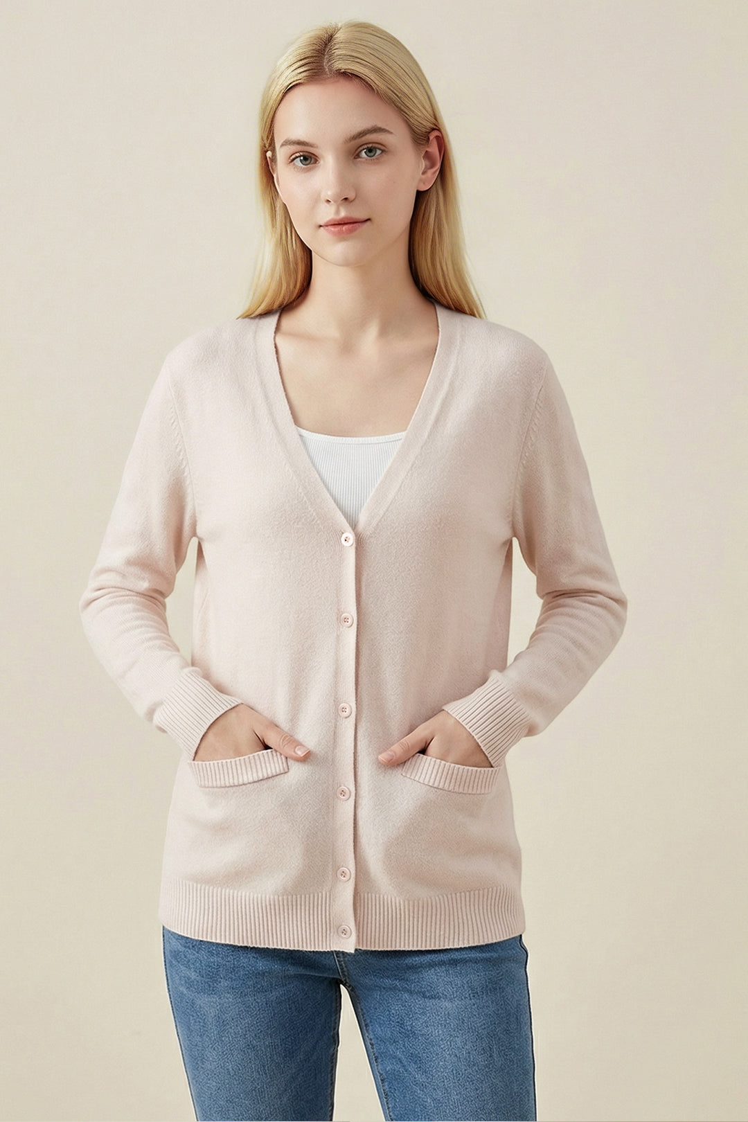 V-Neck Single Breasted Knit Cardigan