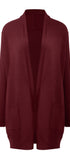 Knit Open Front Cardigan #oran_Wine Red