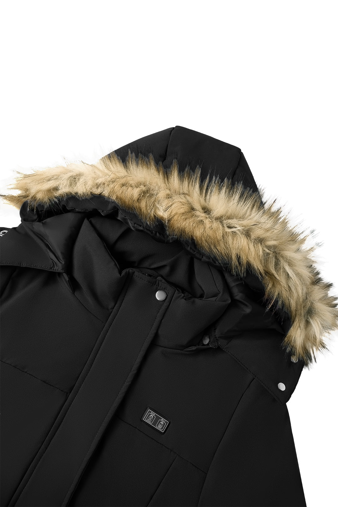 Heated Hooded Nipped Waist Winter Puffer Coat