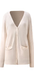 V-Neck Knit Cardigan #oran_Apricot
