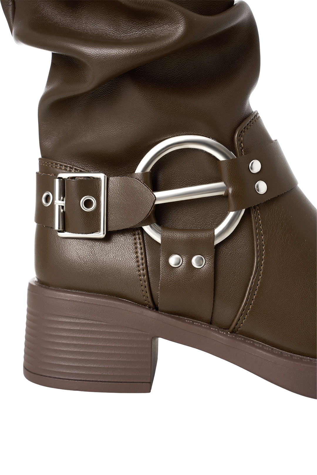 PU Leather Western-Style Cowboy Boots with Belt Buckle