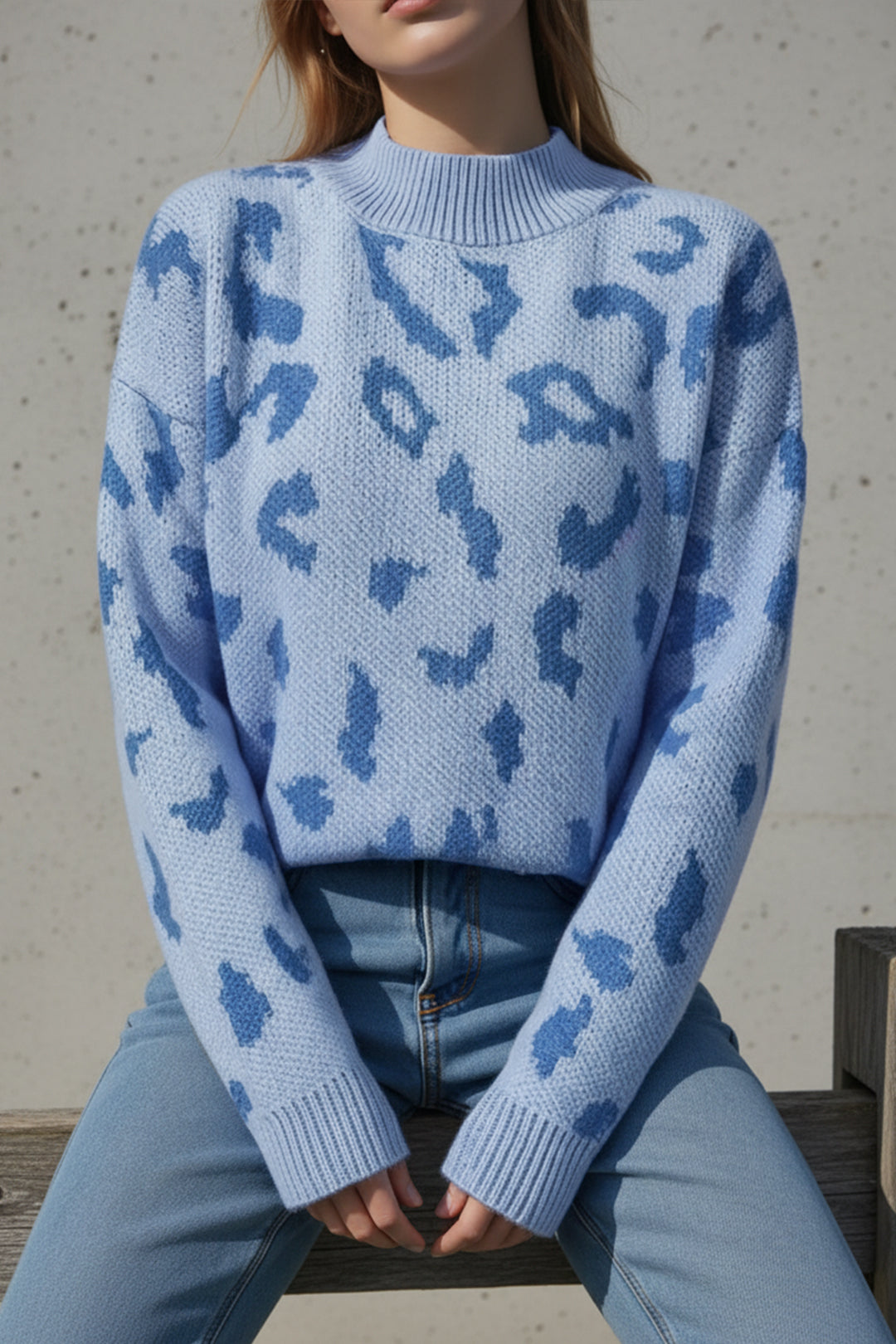 Leopard Print High Neck Jumper