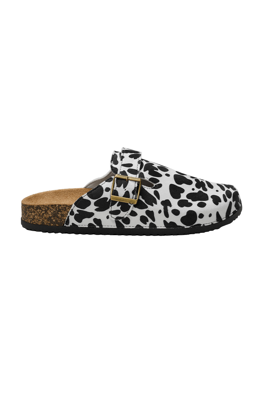 Cow Print Pattern Mules Sandals with Adjustable Metal Buckle