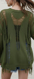 Cutout Knitted Jumper #oran_Green