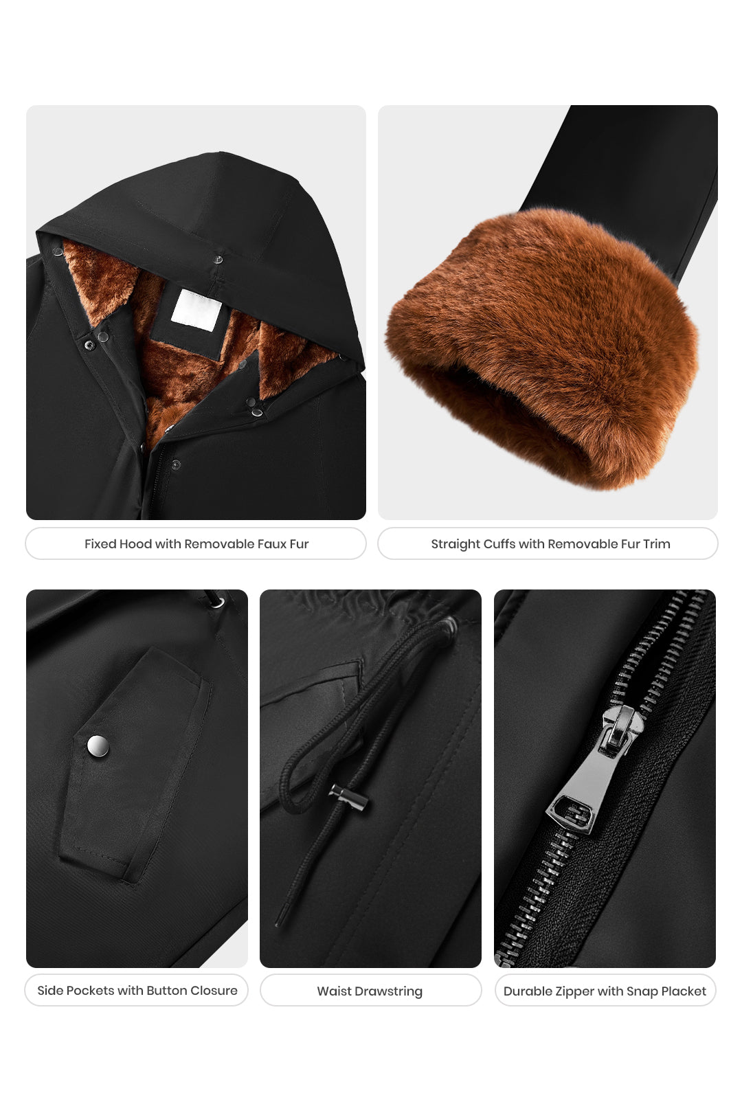 Midi Fur Collar Nipped Waist Warm Puffer Coat