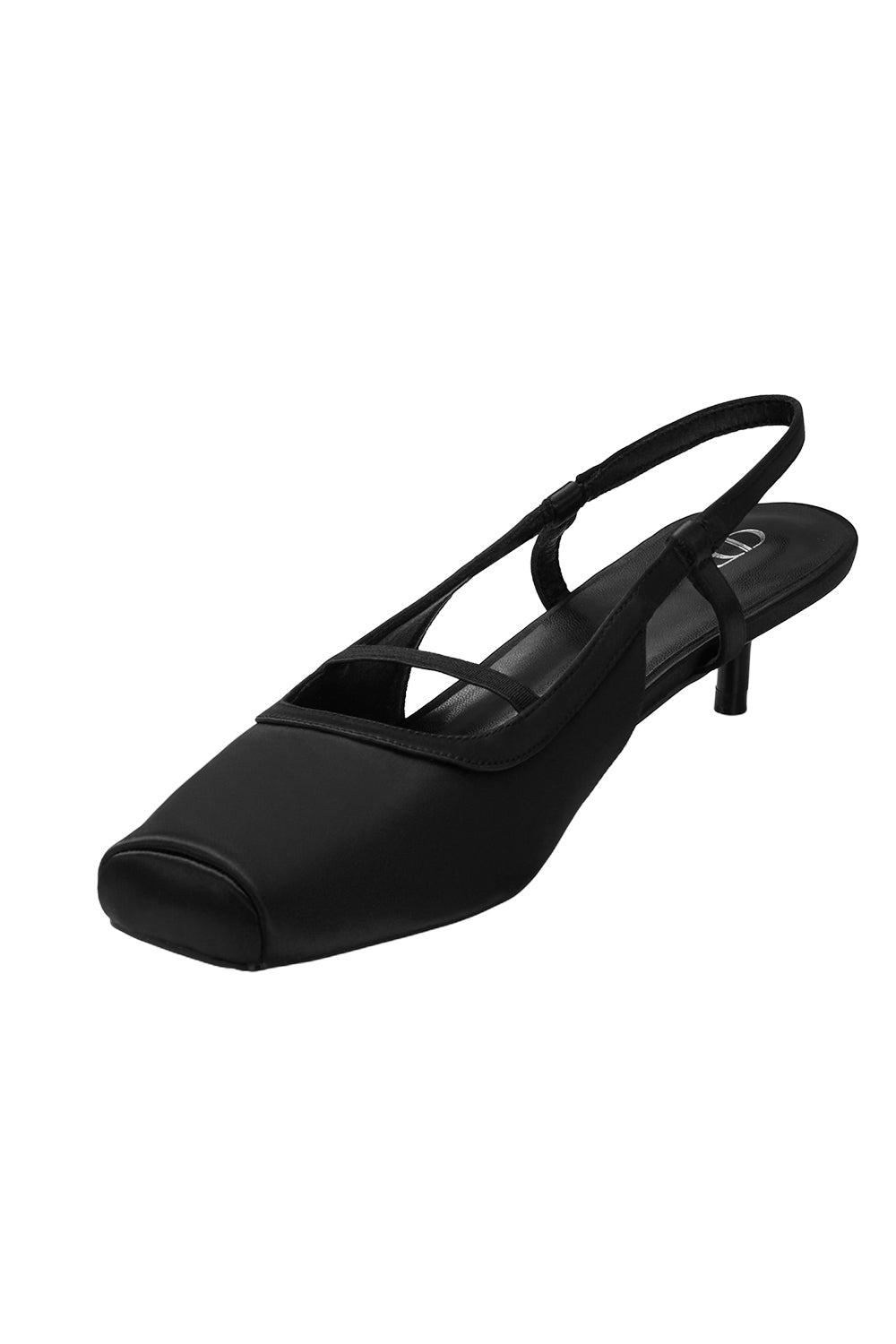 Square Toe Solid Slingback Low Heels